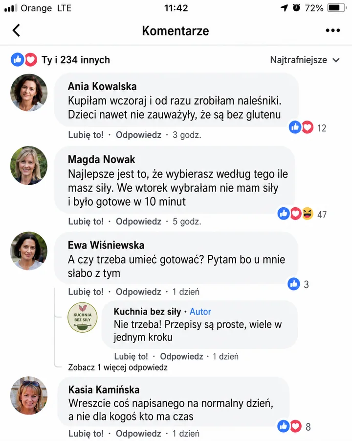 Komentarze pod postem na Facebooku